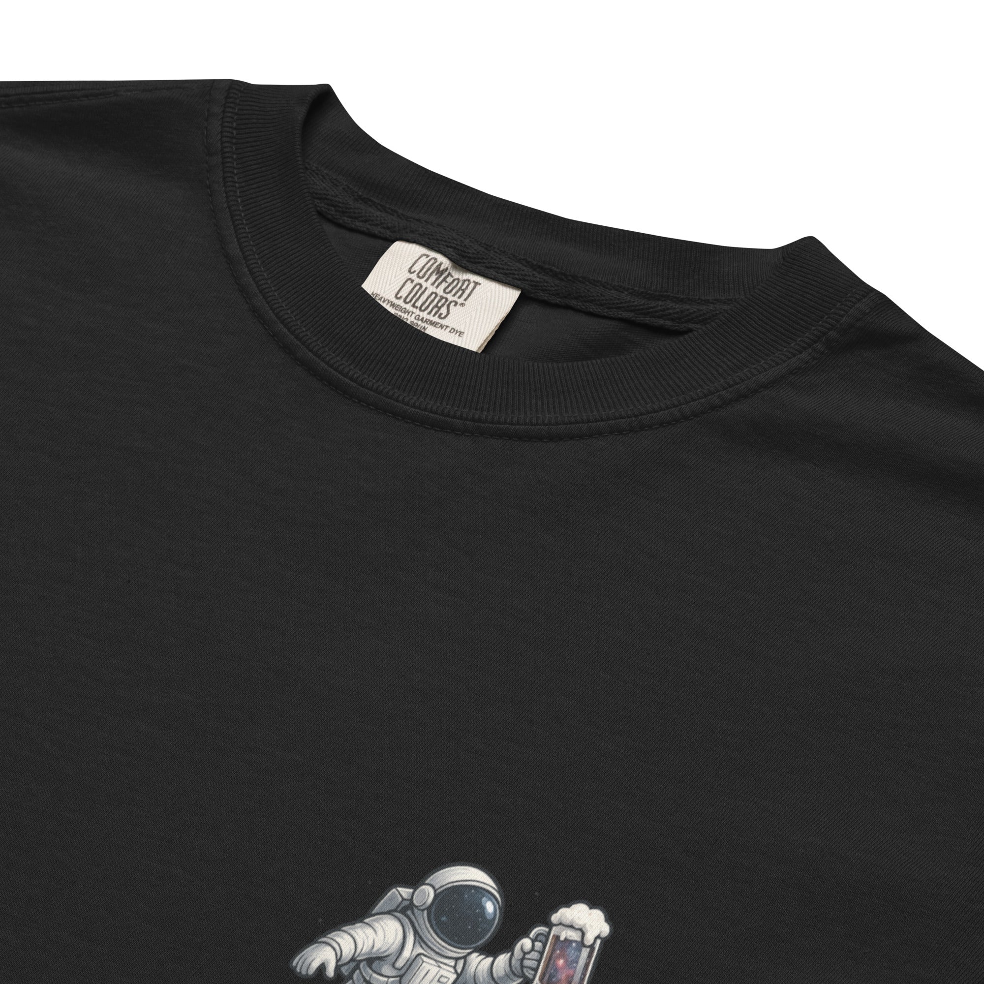 Cosmic Fermentation Batch #0001 Tee featuring minimal astronaut chest design on premium cotton.